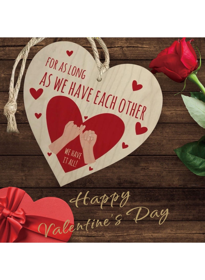 زينة قلب خشبي مع اقتباس رومانسي، فكرة هدية رائعة لعيد الحب له أو لها، هدية جميلة للأزواج في ذكرى زواجهم، فكرة هدية للزوجة أو الزوج، زينة "أحبك" - Image 2